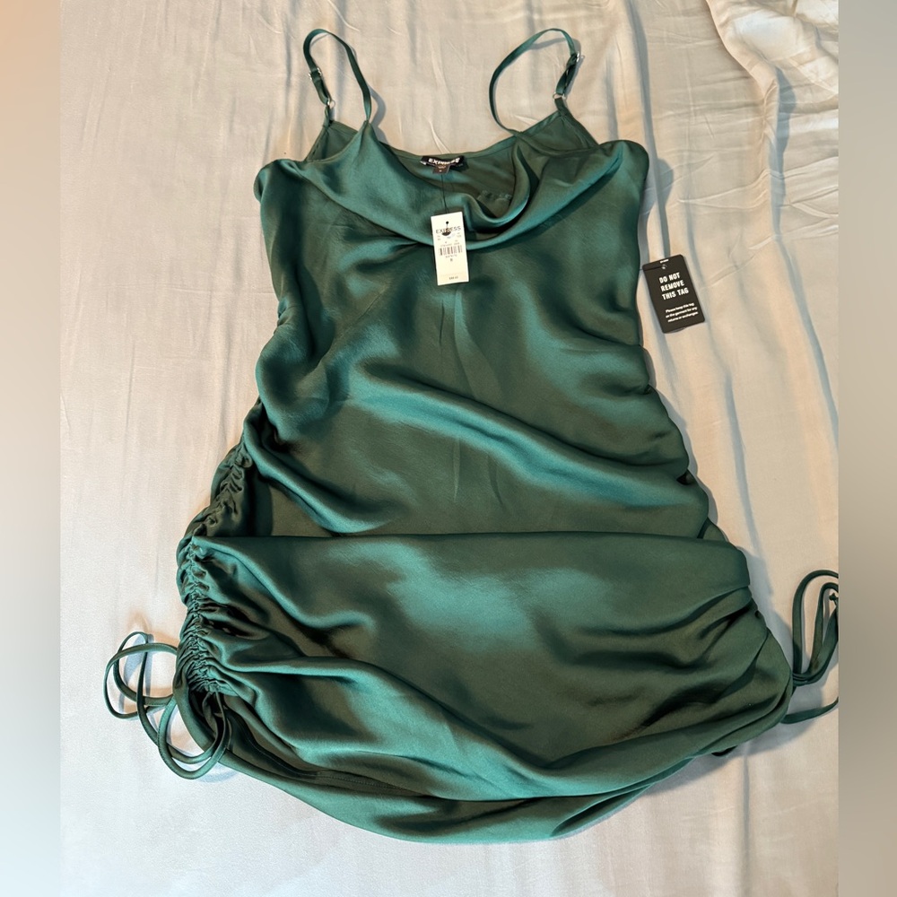 NWT Express Emerald Green Satin Slip Dress